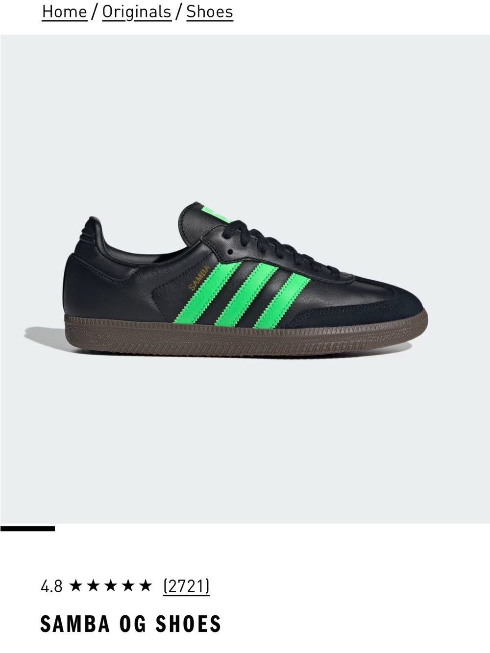 NEW Adidas Samba OG Men’s 6.5 / Women’s 7.5 Black Green Gum